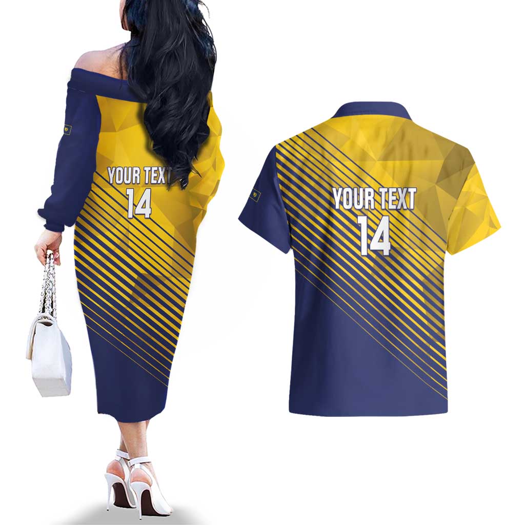 Custom Turks and Caicos Islands Football Couples Matching Off The Shoulder Long Sleeve Dress and Hawaiian Shirt 2025 Go Champions