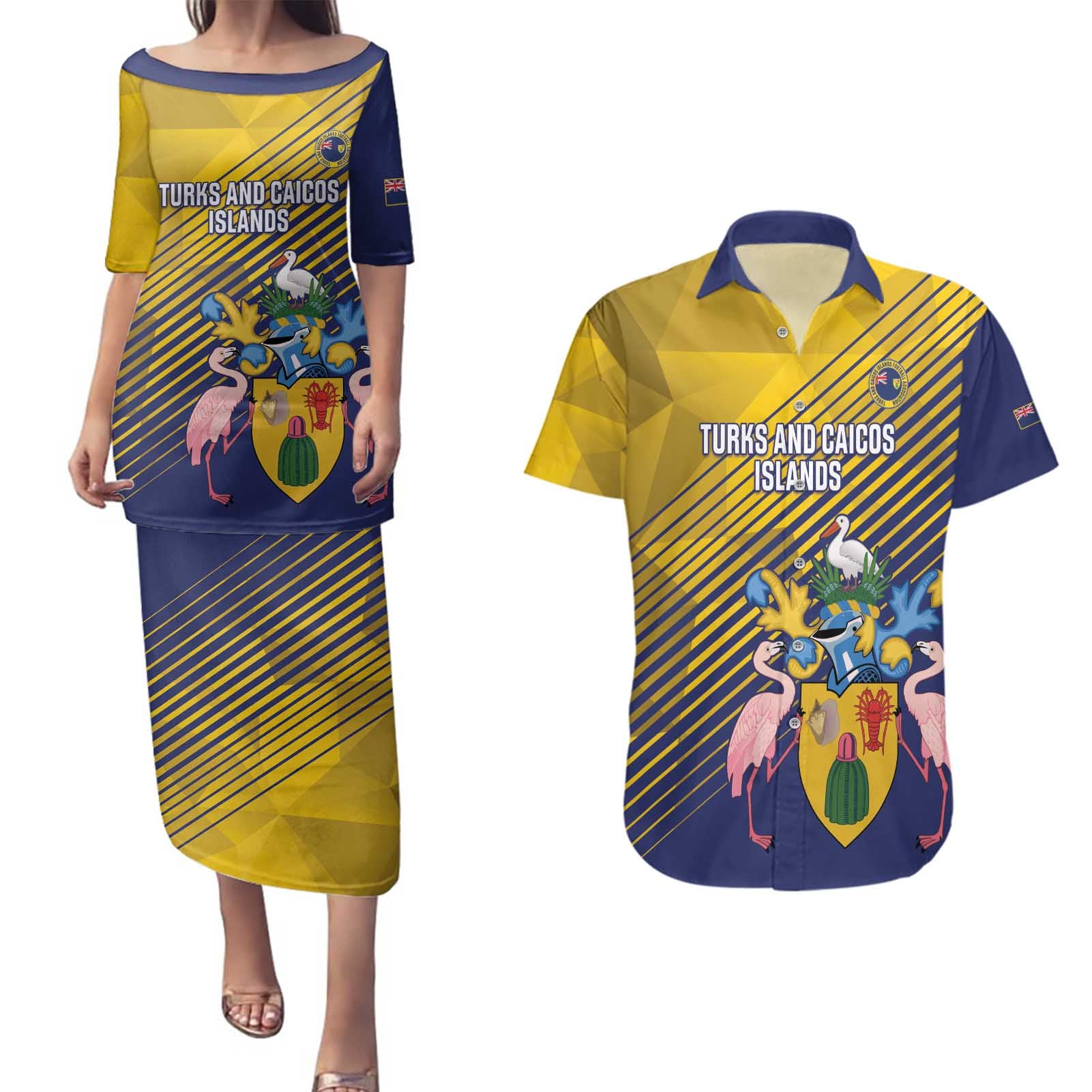 Custom Turks and Caicos Islands Football Couples Matching Puletasi and Hawaiian Shirt 2025 Go Champions