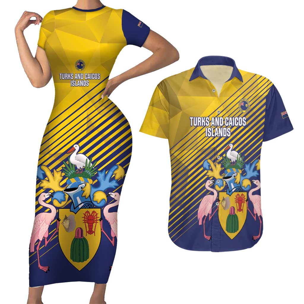Custom Turks and Caicos Islands Football Couples Matching Short Sleeve Bodycon Dress and Hawaiian Shirt 2025 Go Champions