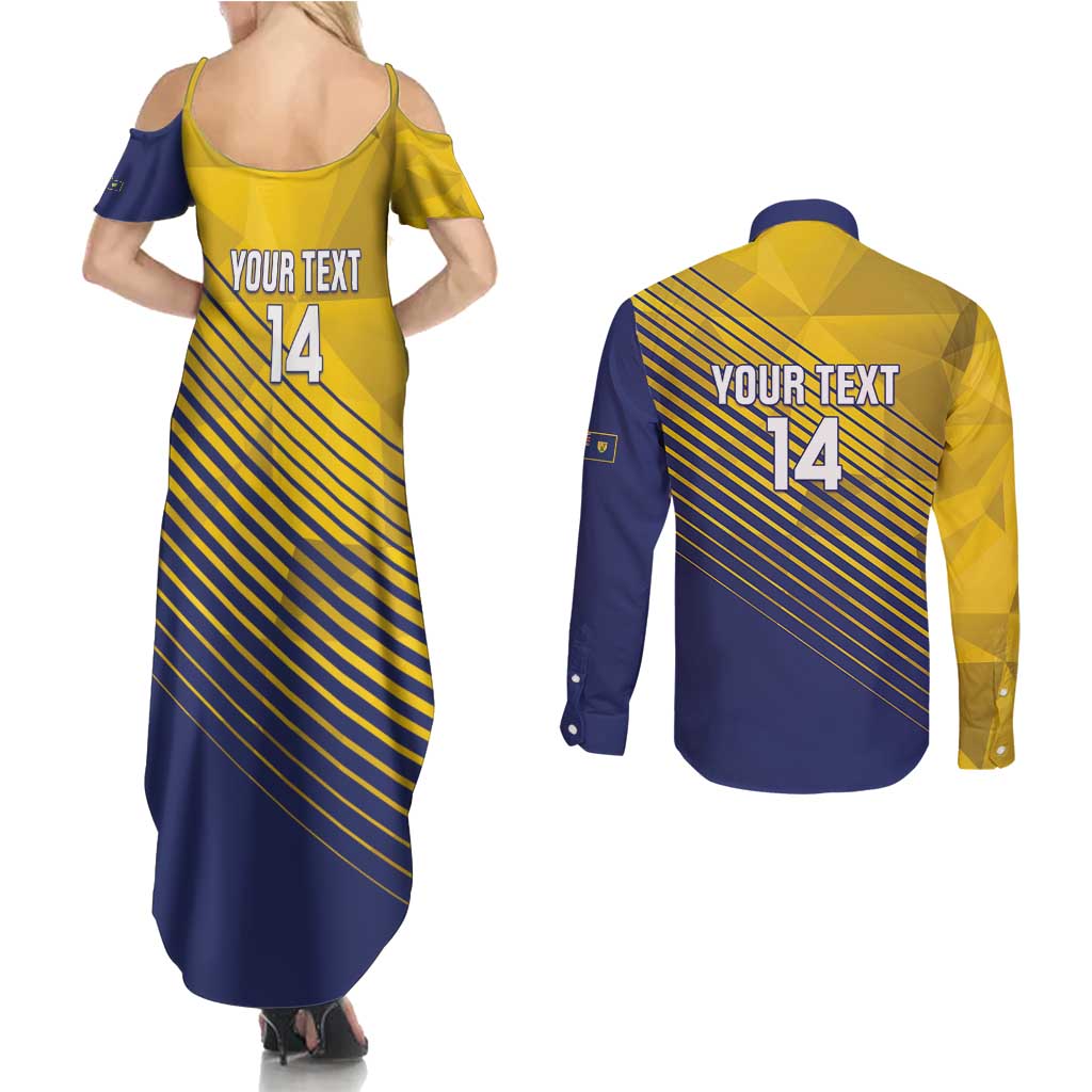 Custom Turks and Caicos Islands Football Couples Matching Summer Maxi Dress and Long Sleeve Button Shirt 2025 Go Champions