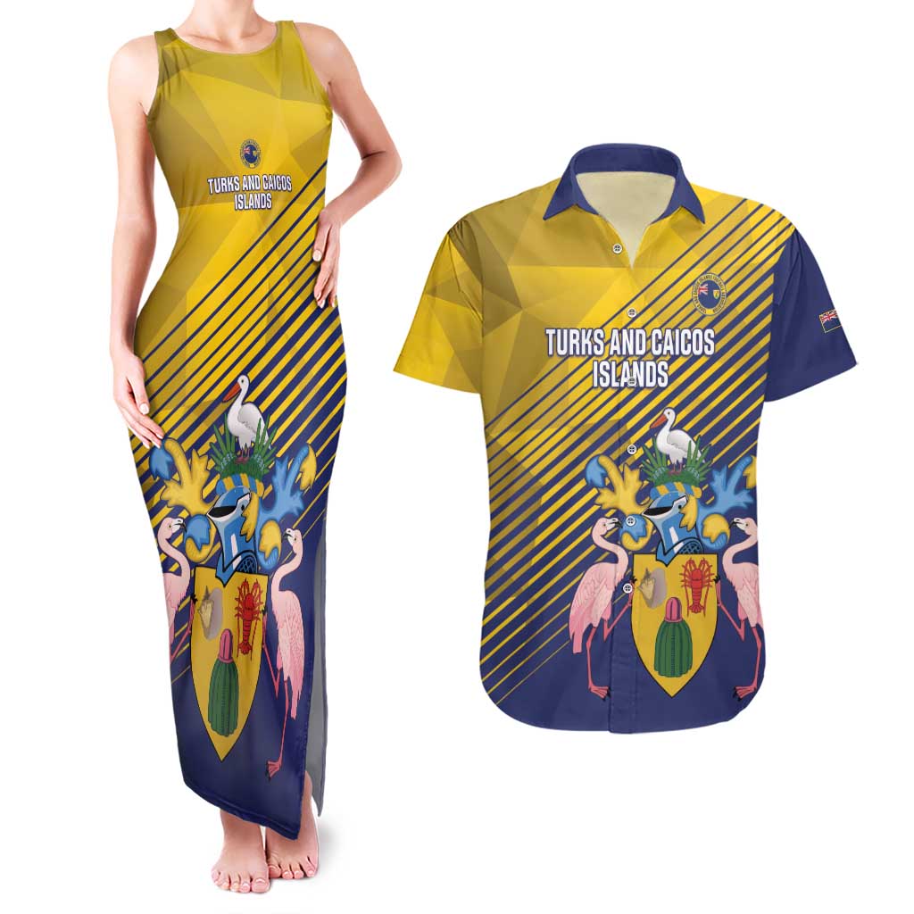 Custom Turks and Caicos Islands Football Couples Matching Tank Maxi Dress and Hawaiian Shirt 2025 Go Champions