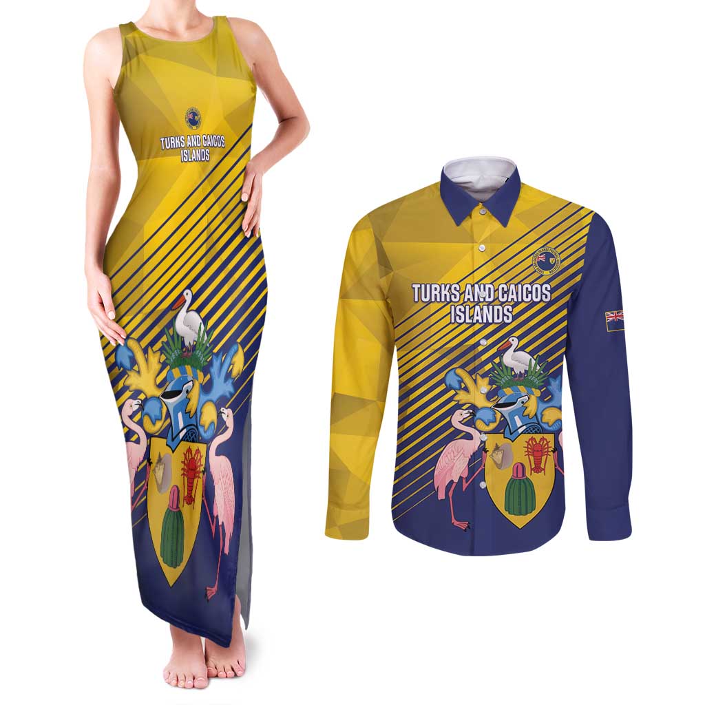 Custom Turks and Caicos Islands Football Couples Matching Tank Maxi Dress and Long Sleeve Button Shirt 2025 Go Champions