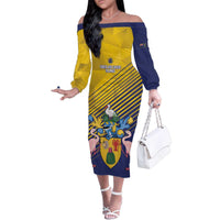 Custom Turks and Caicos Islands Football Family Matching Off The Shoulder Long Sleeve Dress and Hawaiian Shirt 2025 Go Champions