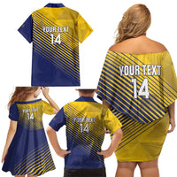 Custom Turks and Caicos Islands Football Family Matching Off Shoulder Short Dress and Hawaiian Shirt 2025 Go Champions
