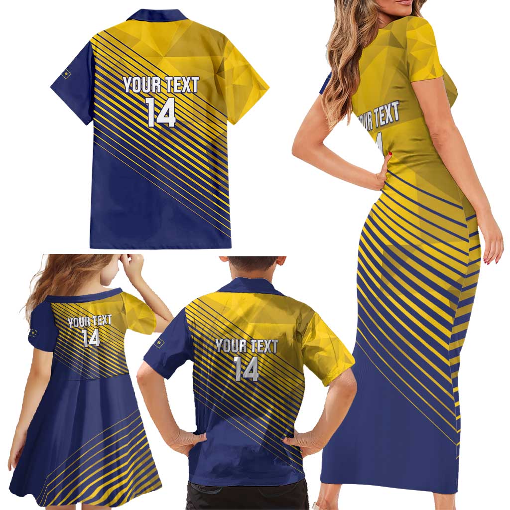 Custom Turks and Caicos Islands Football Family Matching Short Sleeve Bodycon Dress and Hawaiian Shirt 2025 Go Champions