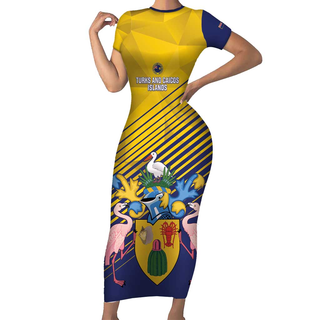 Custom Turks and Caicos Islands Football Family Matching Short Sleeve Bodycon Dress and Hawaiian Shirt 2025 Go Champions