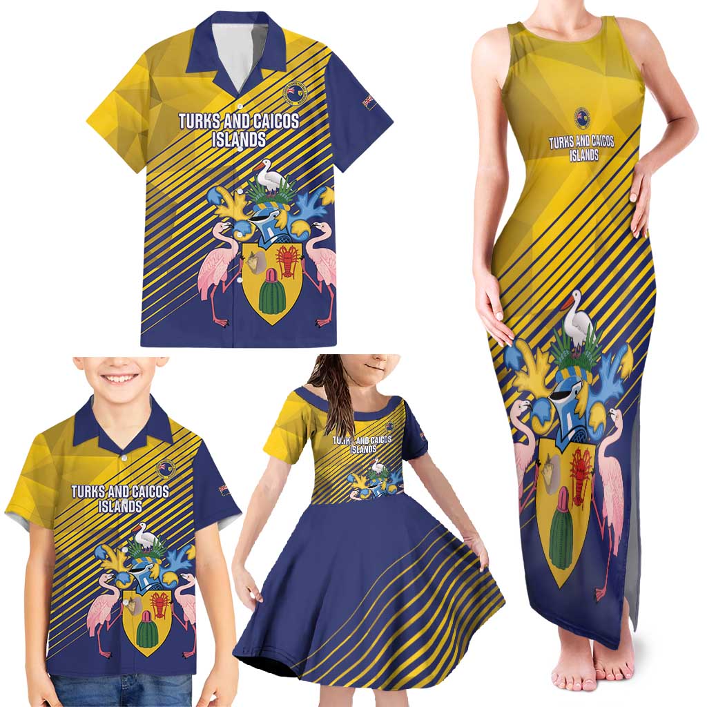 Custom Turks and Caicos Islands Football Family Matching Tank Maxi Dress and Hawaiian Shirt 2025 Go Champions