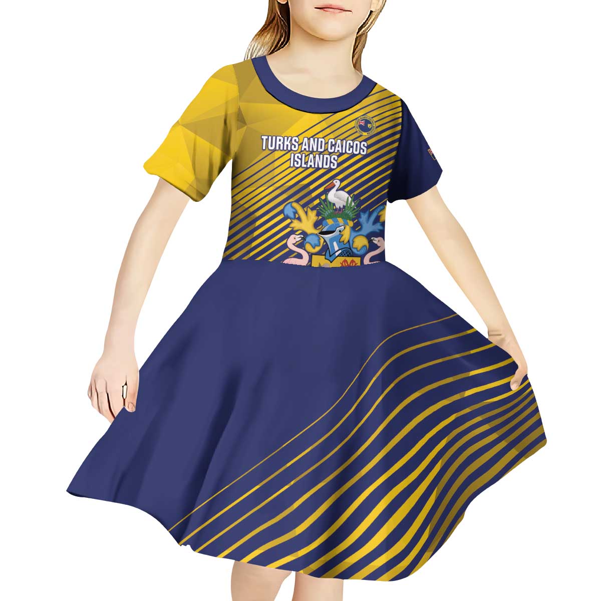 Custom Turks and Caicos Islands Football Kid Short Sleeve Dress 2025 Go Champions