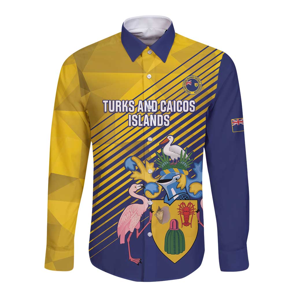 Custom Turks and Caicos Islands Football Long Sleeve Button Shirt 2025 Go Champions