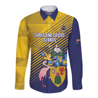 Custom Turks and Caicos Islands Football Long Sleeve Button Shirt 2025 Go Champions
