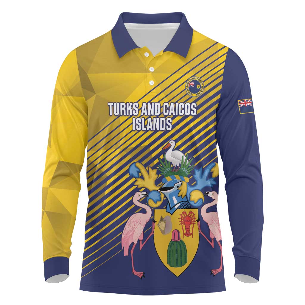 Custom Turks and Caicos Islands Football Long Sleeve Polo Shirt 2025 Go Champions