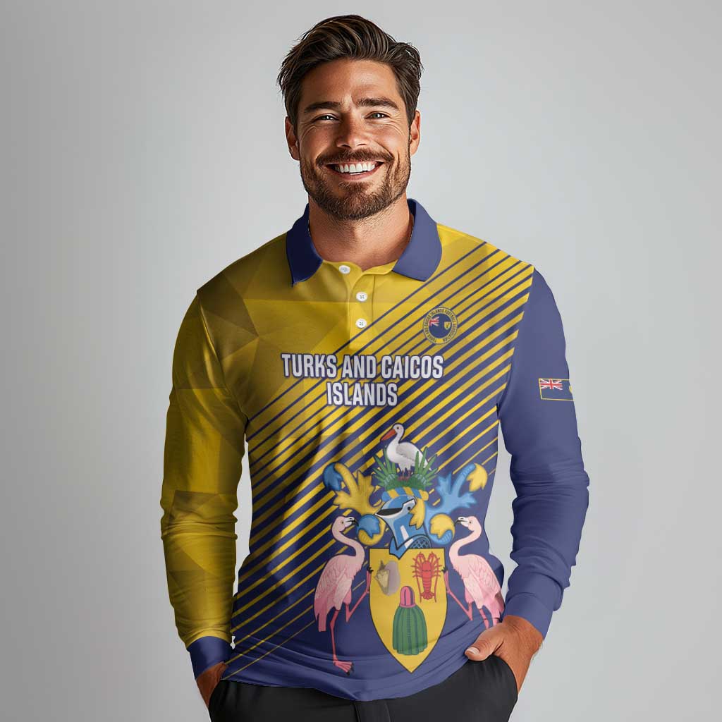 Custom Turks and Caicos Islands Football Long Sleeve Polo Shirt 2025 Go Champions