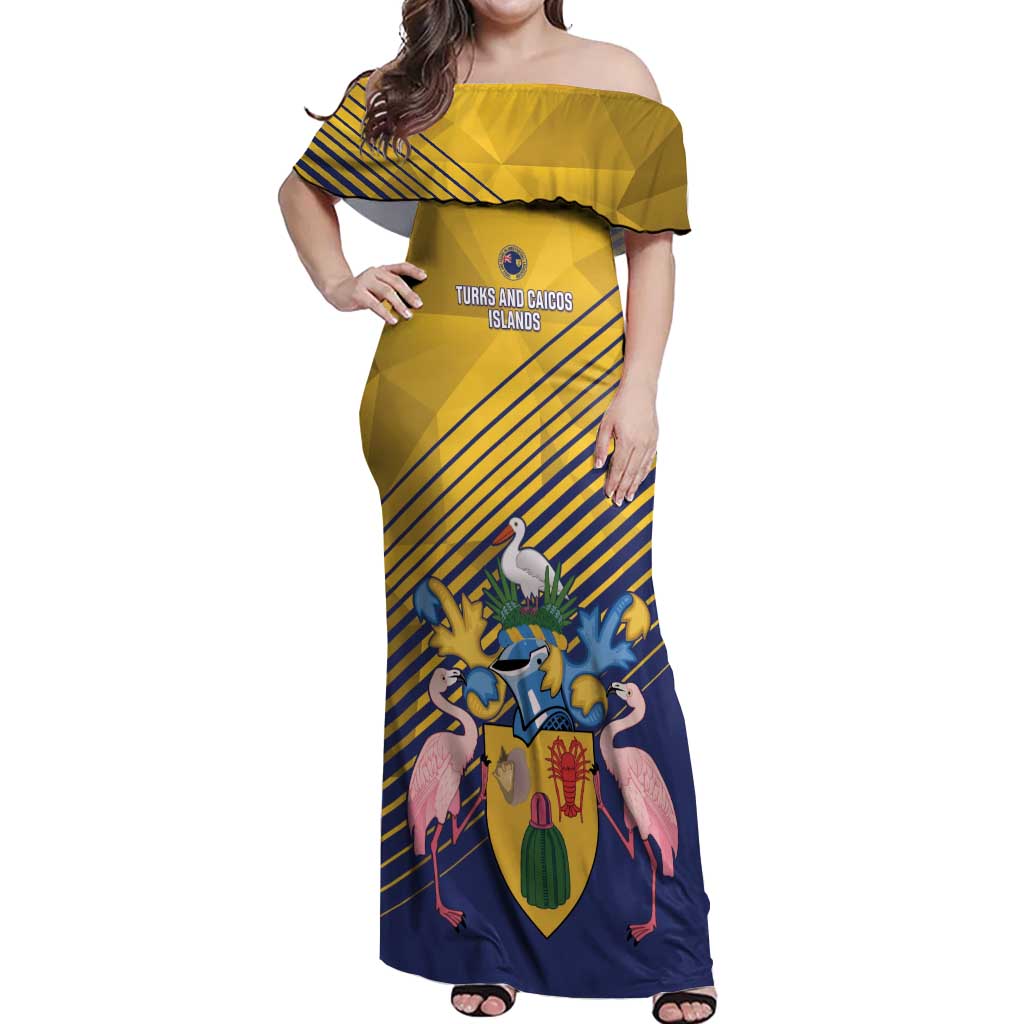 Custom Turks and Caicos Islands Football Off Shoulder Maxi Dress 2025 Go Champions