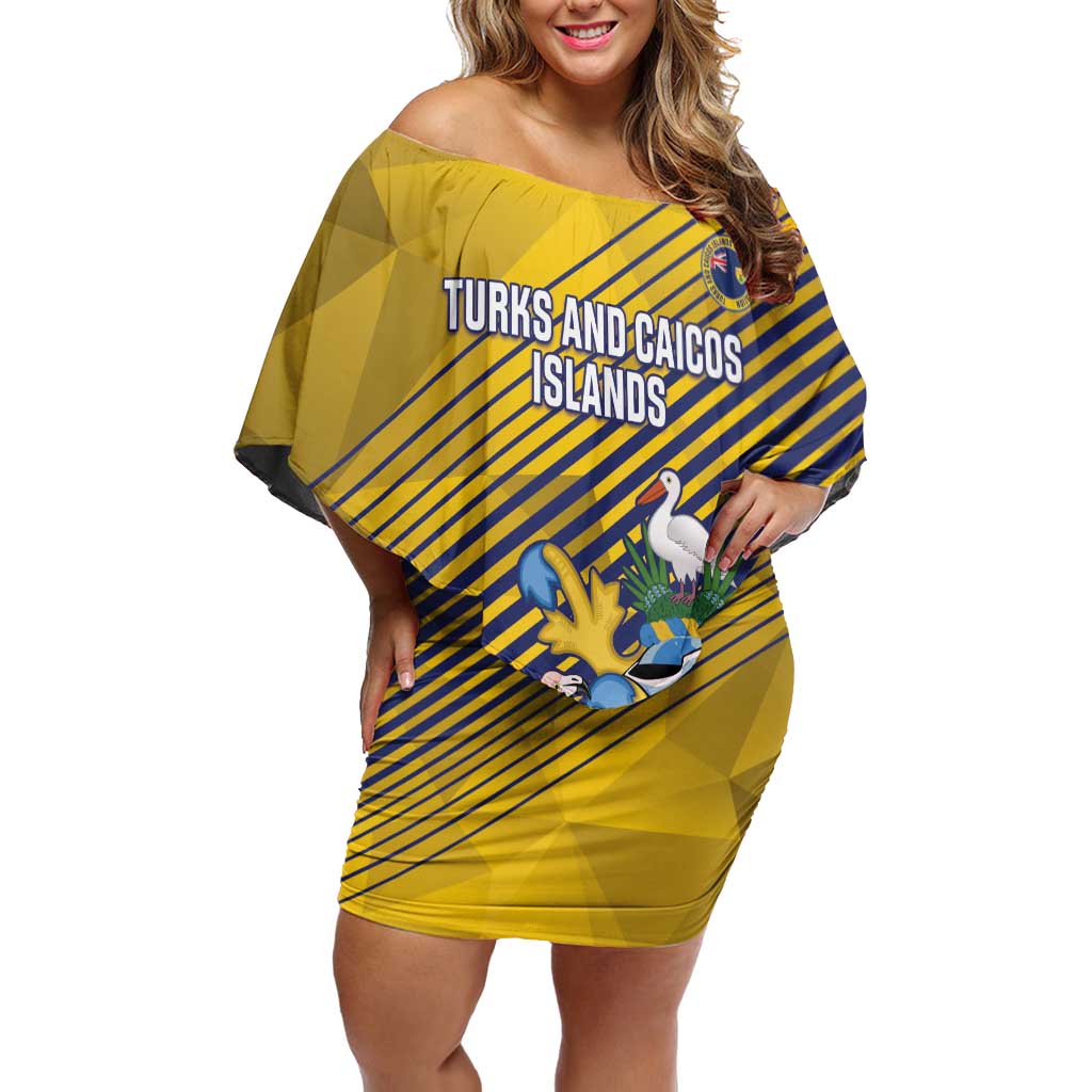 Custom Turks and Caicos Islands Football Off Shoulder Short Dress 2025 Go Champions