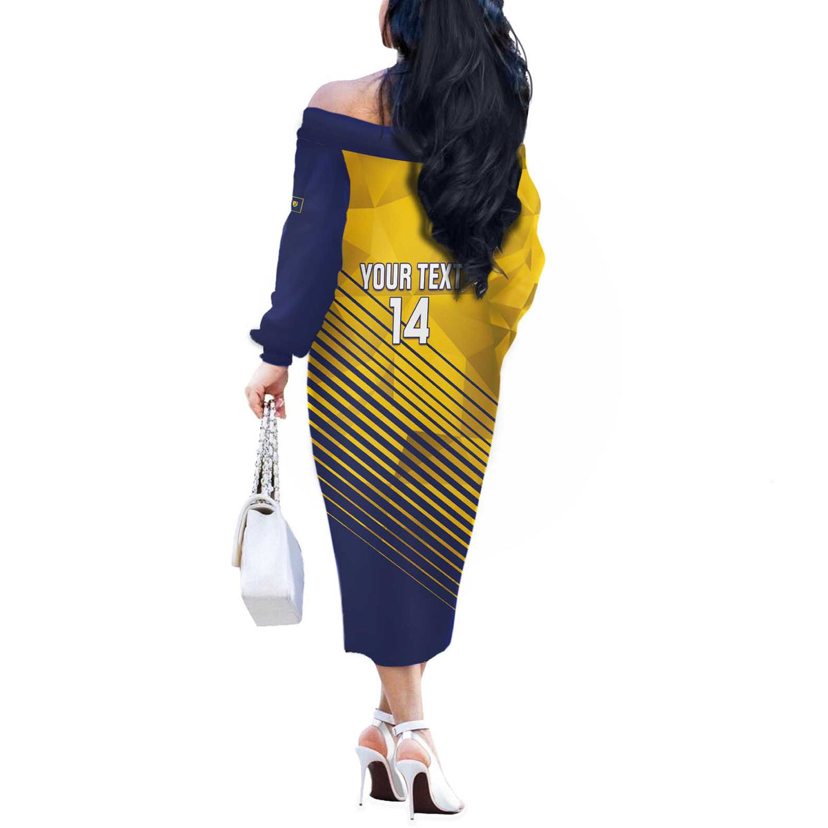 Custom Turks and Caicos Islands Football Off The Shoulder Long Sleeve Dress 2025 Go Champions