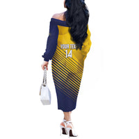 Custom Turks and Caicos Islands Football Off The Shoulder Long Sleeve Dress 2025 Go Champions