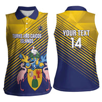 Custom Turks and Caicos Islands Football Women Sleeveless Polo Shirt 2025 Go Champions