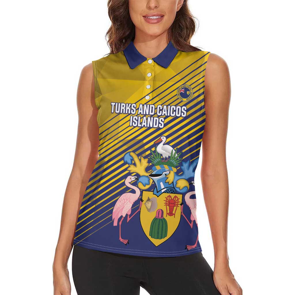 Custom Turks and Caicos Islands Football Women Sleeveless Polo Shirt 2025 Go Champions