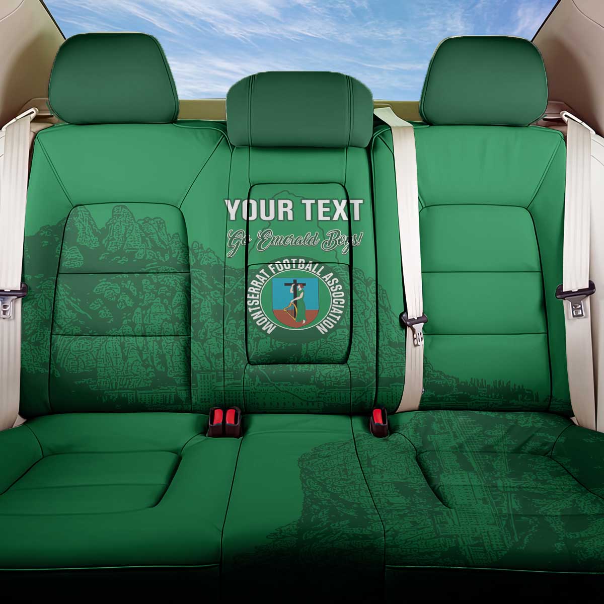 Custom Montserrat Football Back Car Seat Cover 2025 Go Emerald Boys
