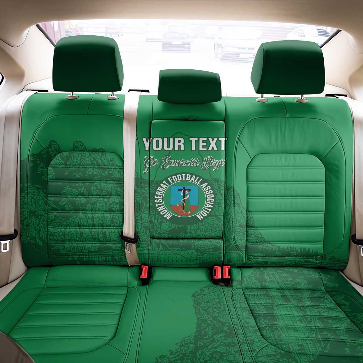 Custom Montserrat Football Back Car Seat Cover 2025 Go Emerald Boys