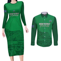 Custom Montserrat Football Couples Matching Long Sleeve Bodycon Dress and Long Sleeve Button Shirt 2025 Go Emerald Boys