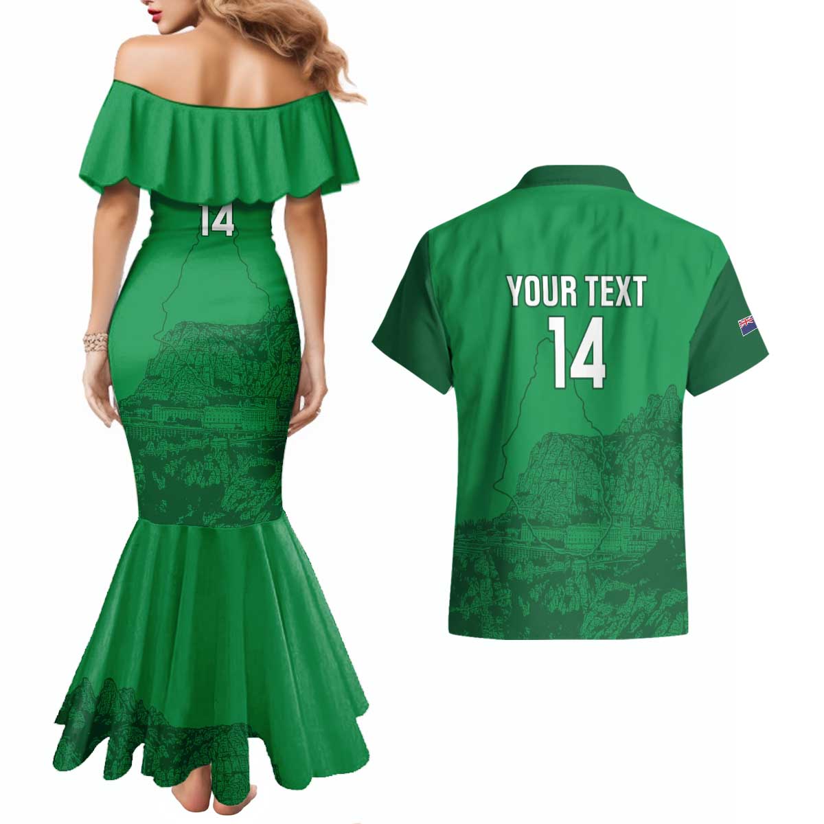 Custom Montserrat Football Couples Matching Mermaid Dress and Hawaiian Shirt 2025 Go Emerald Boys