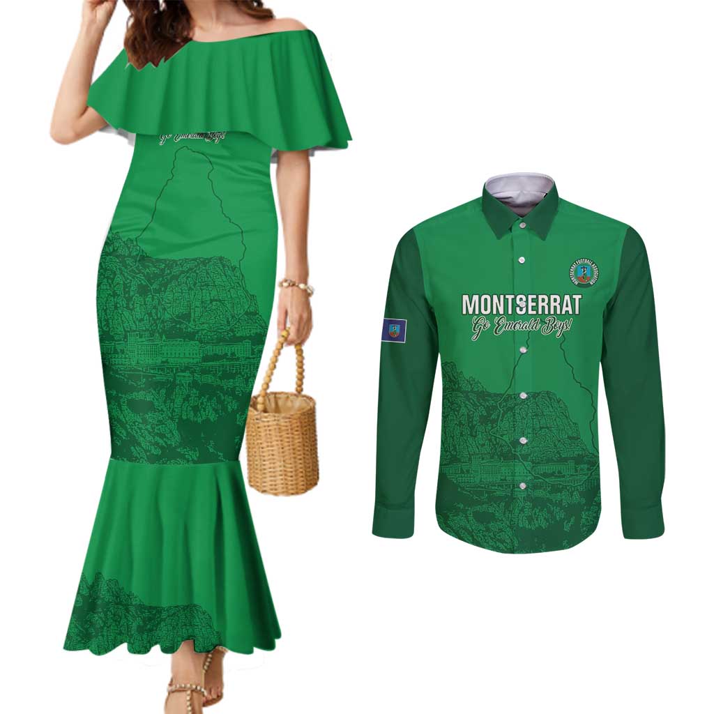 Custom Montserrat Football Couples Matching Mermaid Dress and Long Sleeve Button Shirt 2025 Go Emerald Boys