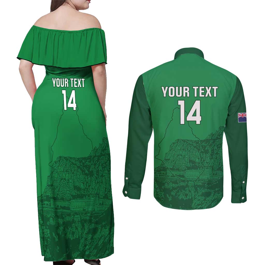 Custom Montserrat Football Couples Matching Off Shoulder Maxi Dress and Long Sleeve Button Shirt 2025 Go Emerald Boys