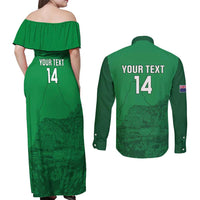 Custom Montserrat Football Couples Matching Off Shoulder Maxi Dress and Long Sleeve Button Shirt 2025 Go Emerald Boys