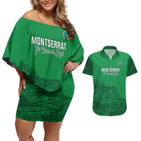 Custom Montserrat Football Couples Matching Off Shoulder Short Dress and Hawaiian Shirt 2025 Go Emerald Boys