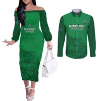 Custom Montserrat Football Couples Matching Off The Shoulder Long Sleeve Dress and Long Sleeve Button Shirt 2025 Go Emerald Boys
