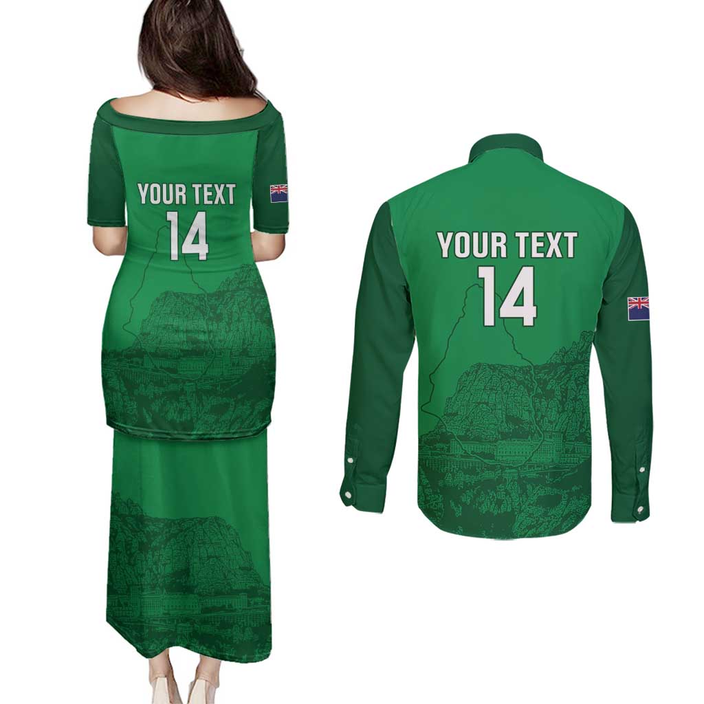 Custom Montserrat Football Couples Matching Puletasi and Long Sleeve Button Shirt 2025 Go Emerald Boys