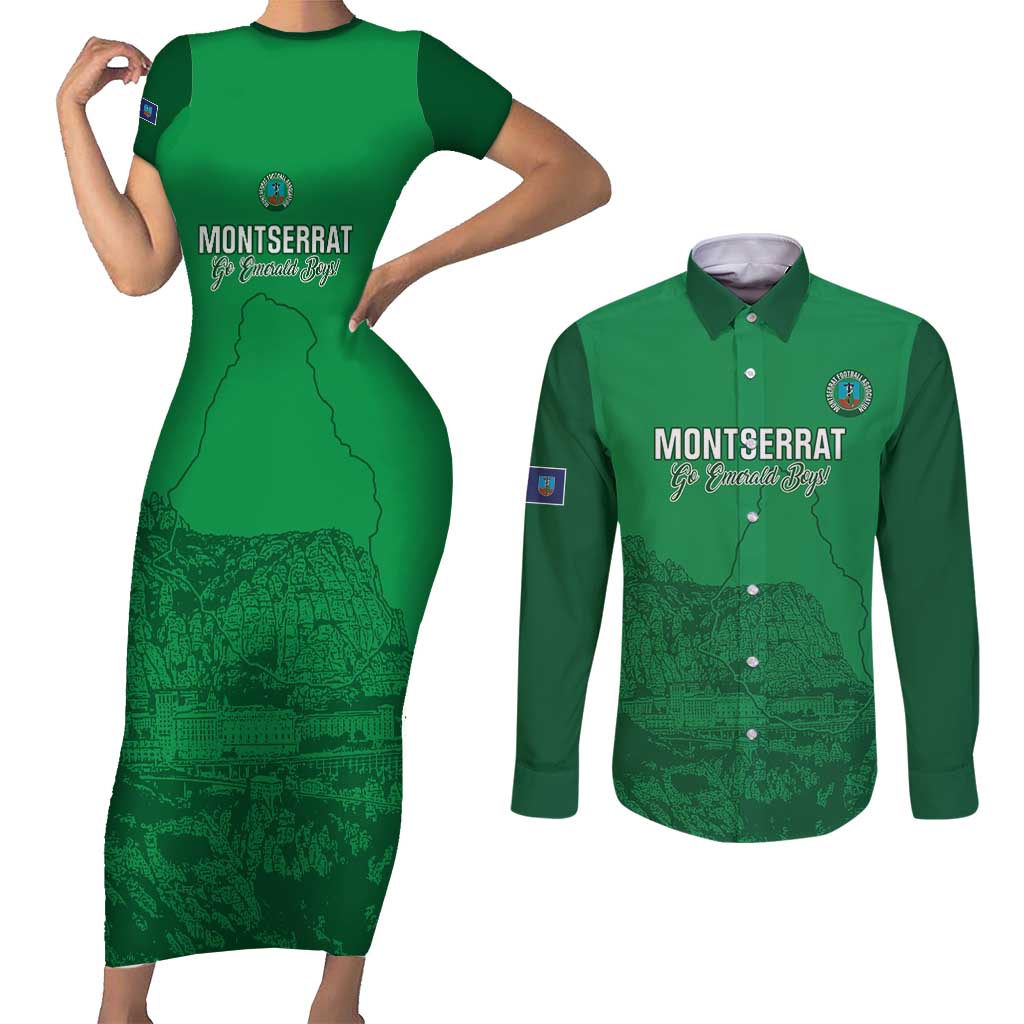 Custom Montserrat Football Couples Matching Short Sleeve Bodycon Dress and Long Sleeve Button Shirt 2025 Go Emerald Boys