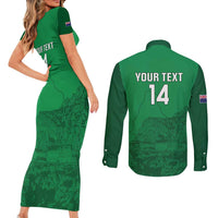 Custom Montserrat Football Couples Matching Short Sleeve Bodycon Dress and Long Sleeve Button Shirt 2025 Go Emerald Boys
