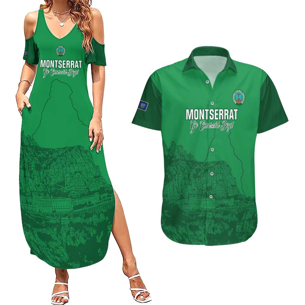 Custom Montserrat Football Couples Matching Summer Maxi Dress and Hawaiian Shirt 2025 Go Emerald Boys