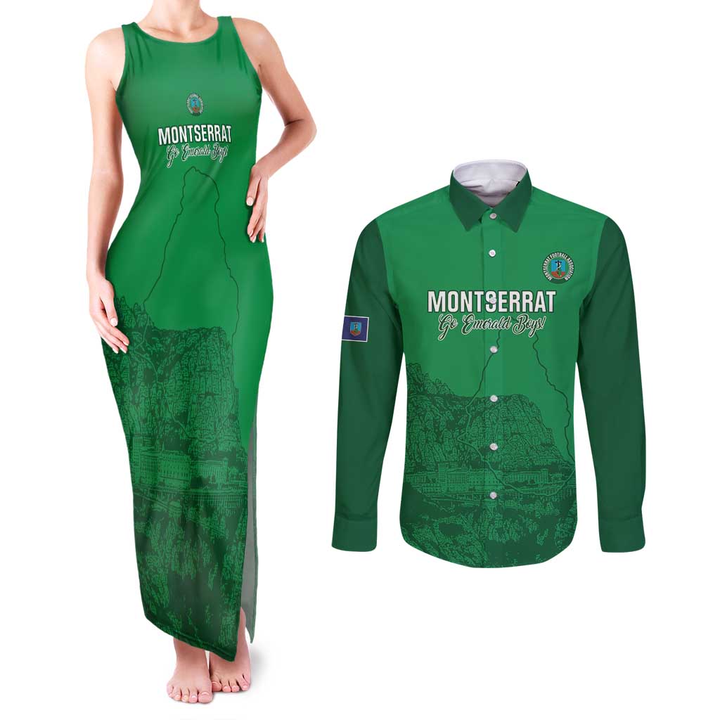 Custom Montserrat Football Couples Matching Tank Maxi Dress and Long Sleeve Button Shirt 2025 Go Emerald Boys