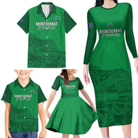 Custom Montserrat Football Family Matching Long Sleeve Bodycon Dress and Hawaiian Shirt 2025 Go Emerald Boys