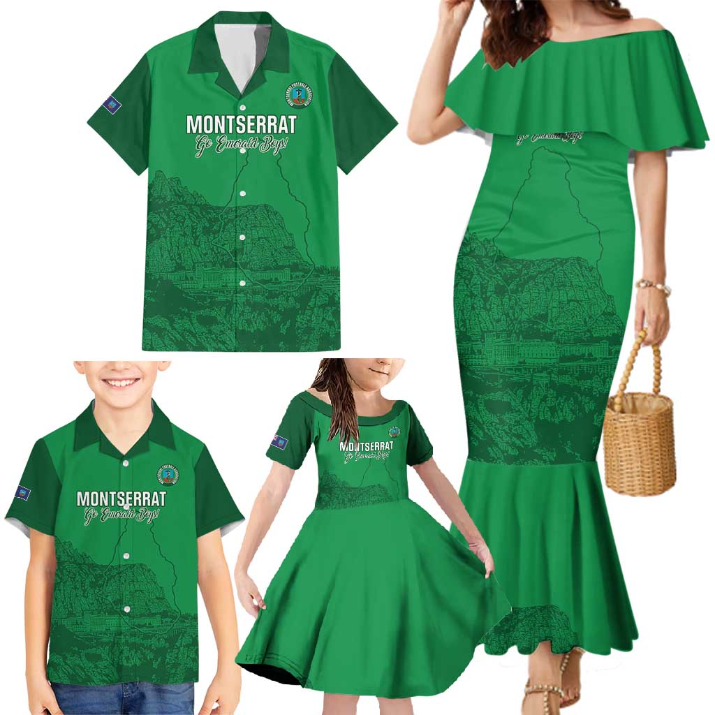 Custom Montserrat Football Family Matching Mermaid Dress and Hawaiian Shirt 2025 Go Emerald Boys