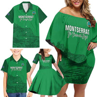 Custom Montserrat Football Family Matching Off Shoulder Short Dress and Hawaiian Shirt 2025 Go Emerald Boys