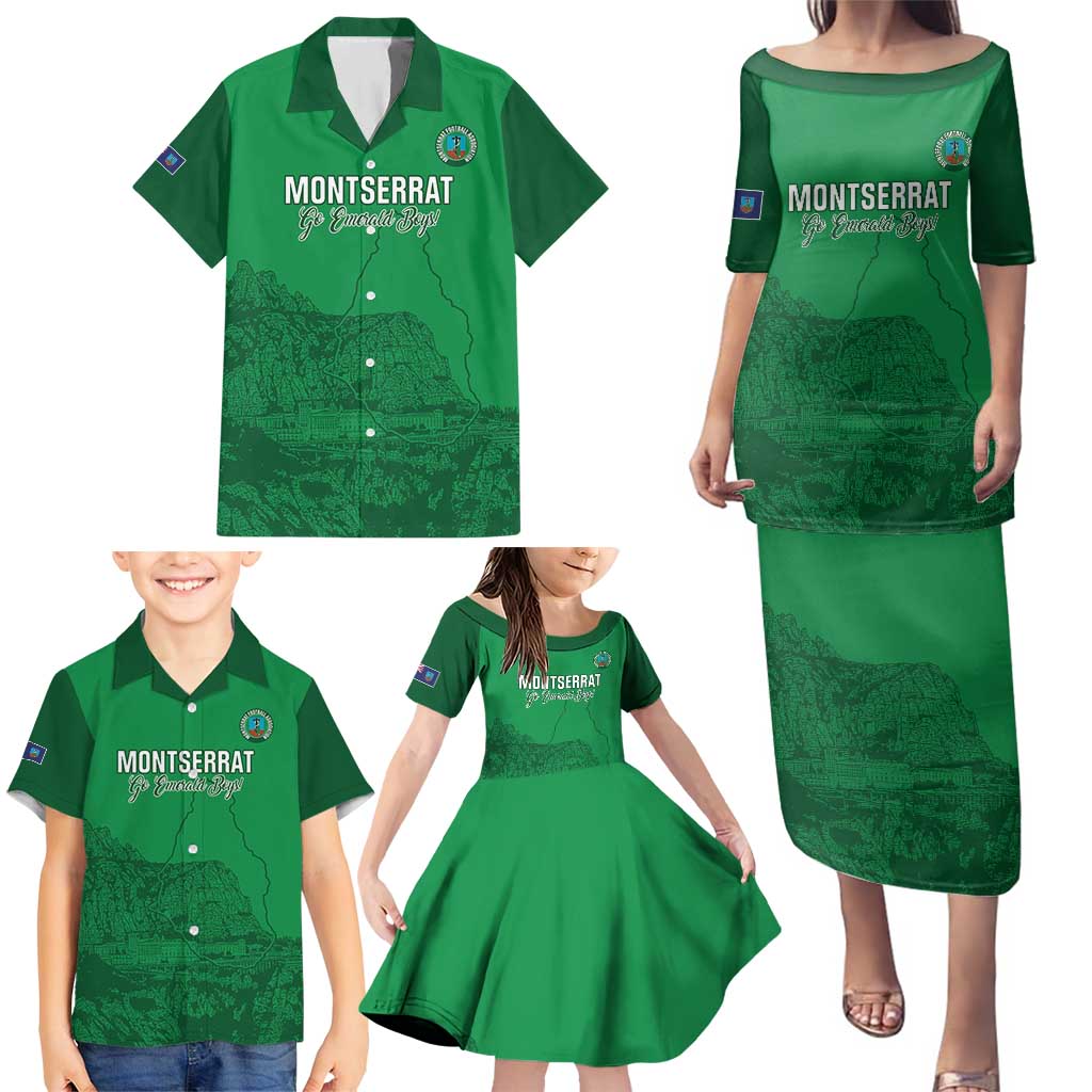 Custom Montserrat Football Family Matching Puletasi and Hawaiian Shirt 2025 Go Emerald Boys