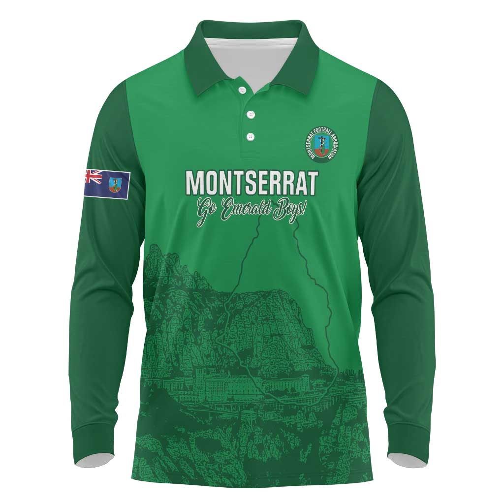 Custom Montserrat Football Long Sleeve Polo Shirt 2025 Go Emerald Boys
