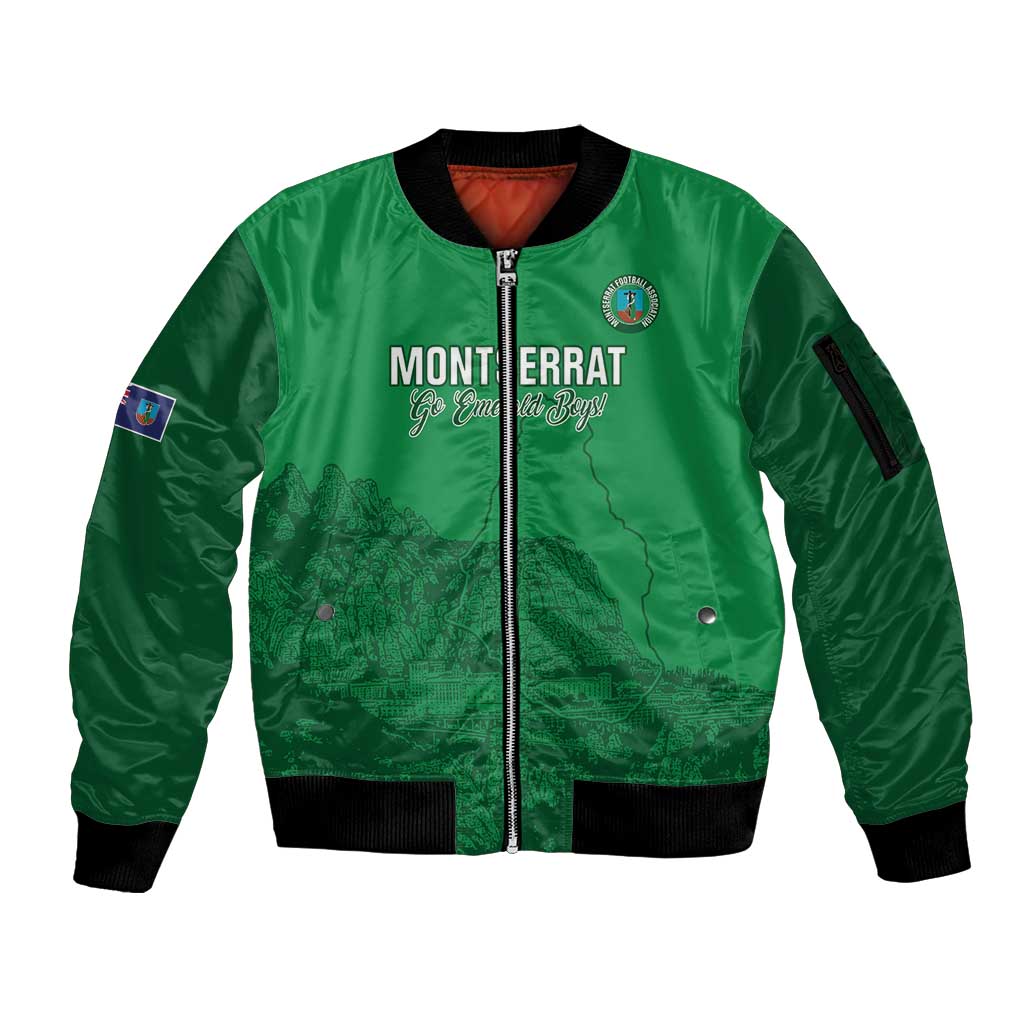Custom Montserrat Football Sleeve Zip Bomber Jacket 2025 Go Emerald Boys