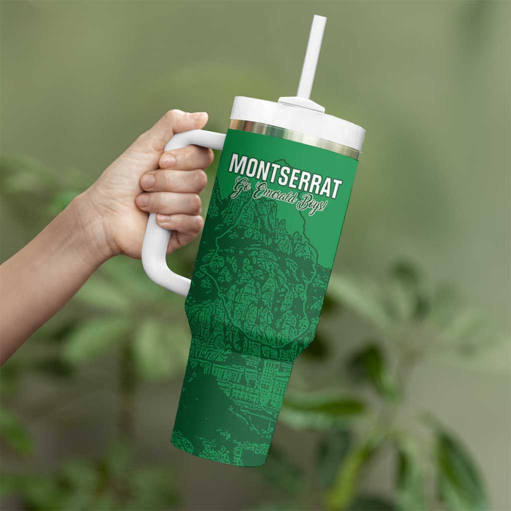 Custom Montserrat Football Tumbler With Handle 2025 Go Emerald Boys