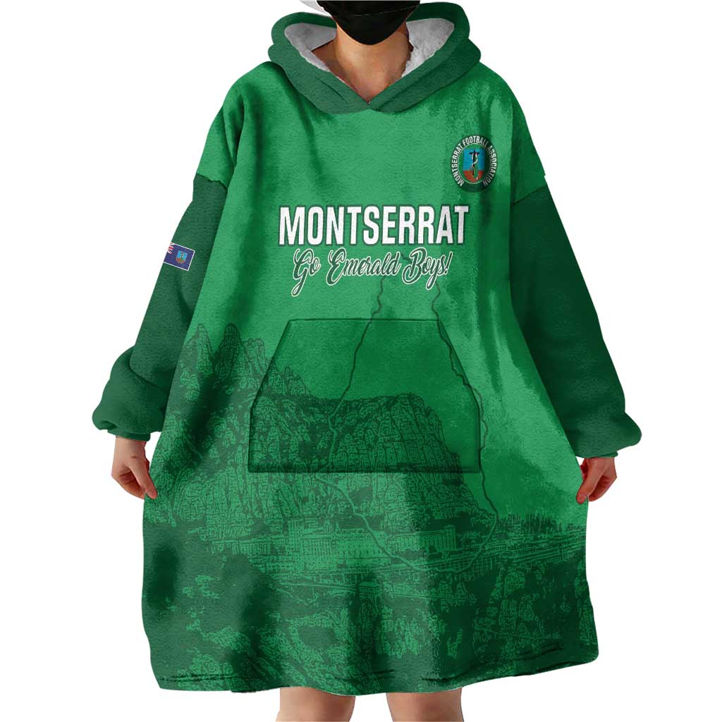 Custom Montserrat Football Wearable Blanket Hoodie 2025 Go Emerald Boys