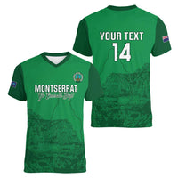 Custom Montserrat Football Women V-Neck T-Shirt 2025 Go Emerald Boys