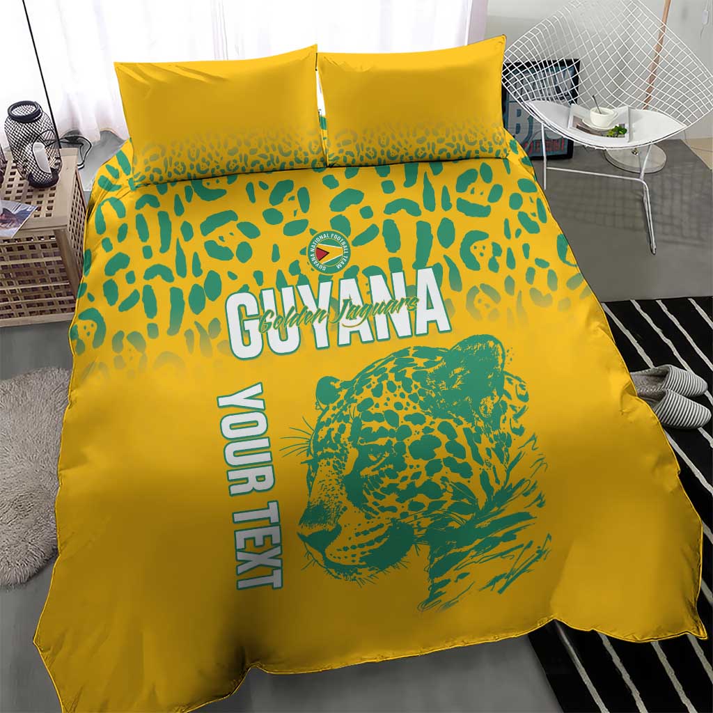 Custom Guyana Football Bedding Set 2025 Go Golden Jaguars