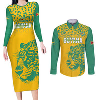 Custom Guyana Football Couples Matching Long Sleeve Bodycon Dress and Long Sleeve Button Shirt 2025 Go Golden Jaguars
