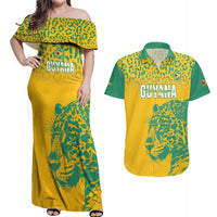 Custom Guyana Football Couples Matching Off Shoulder Maxi Dress and Hawaiian Shirt 2025 Go Golden Jaguars