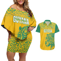 Custom Guyana Football Couples Matching Off Shoulder Short Dress and Hawaiian Shirt 2025 Go Golden Jaguars