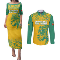 Custom Guyana Football Couples Matching Puletasi and Long Sleeve Button Shirt 2025 Go Golden Jaguars